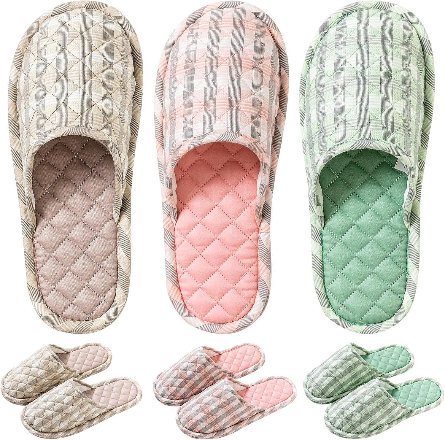 Biroris floral cotton house slippers front view open toe design
