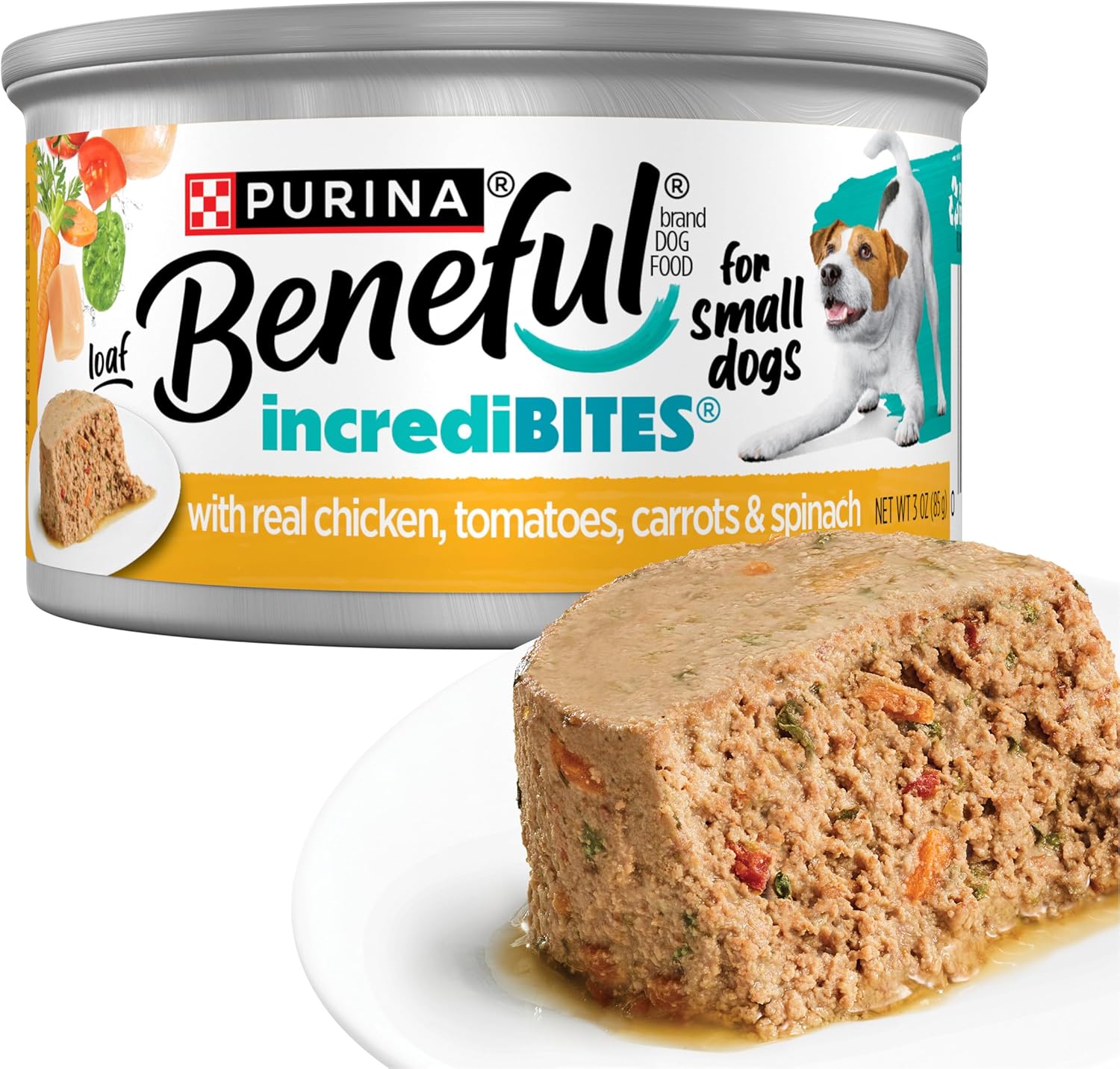 Purina Beneful Small Breed Wet Dog Food Variety Pack, IncrediBites Loaf, Chicken, Beef and Salmon Flavors - (2 Packs of 12) 3 oz. Cans - Image 11