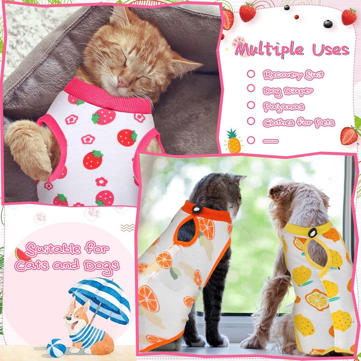 Nuanchu pet recovery garment back design displaying the open area for litter box use.