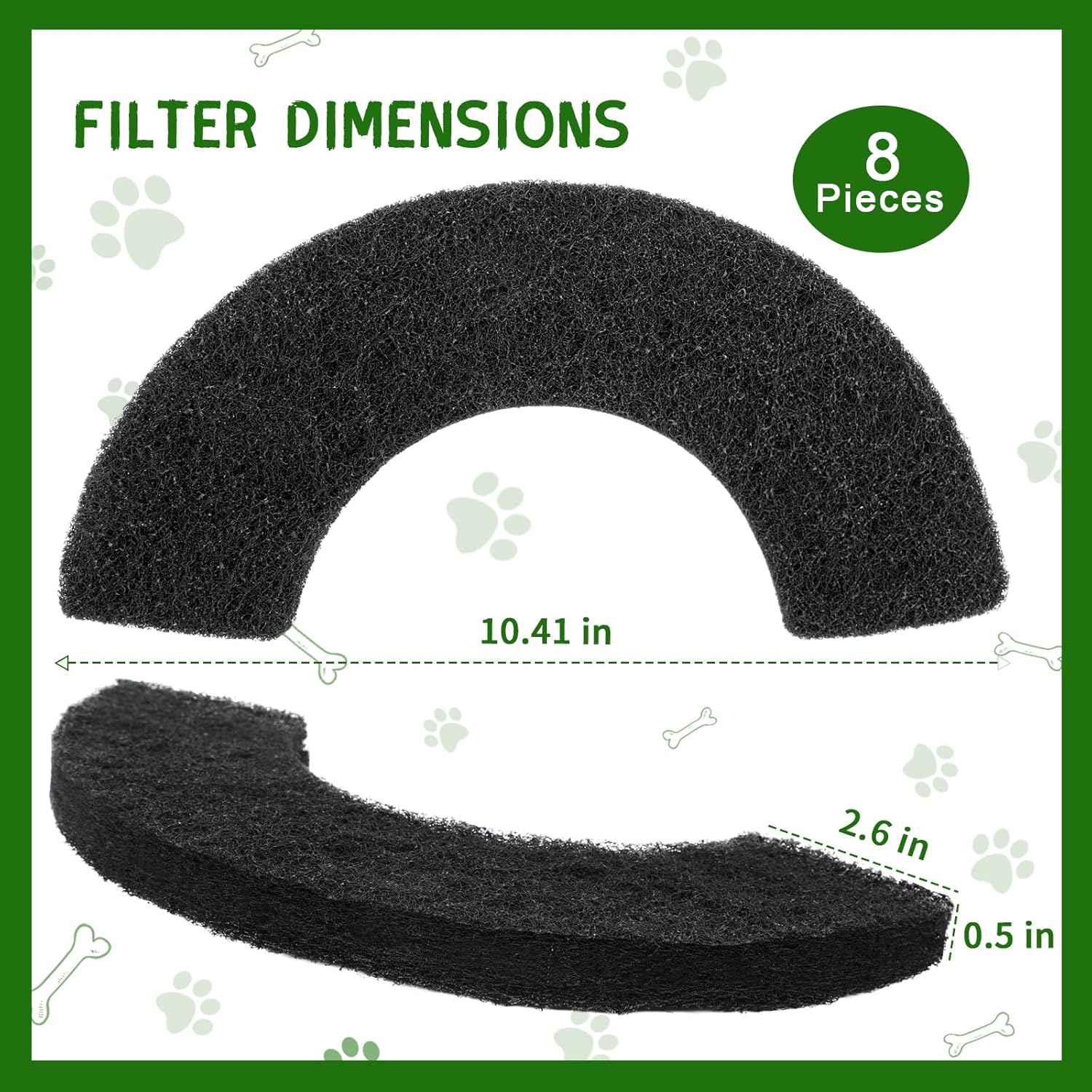 QUEARN pre cut replacement charcoal filter side angle view for waste drawer