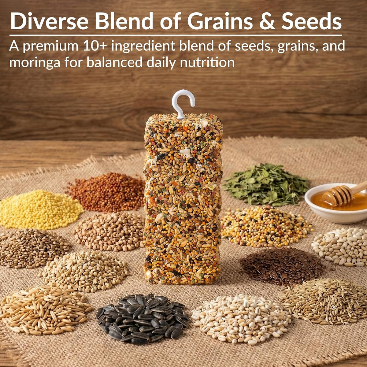 Jousonty Natural Bird Grain Treat Sticks closeup of seed texture