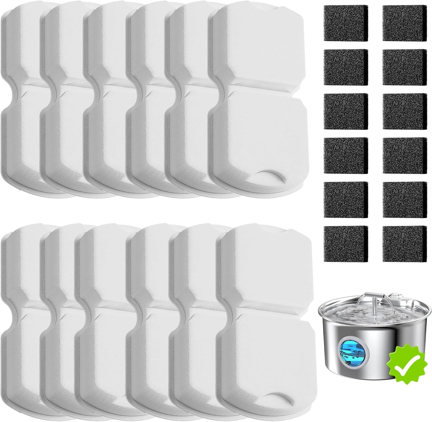 Comparison of clean versus used pet fountain filter components