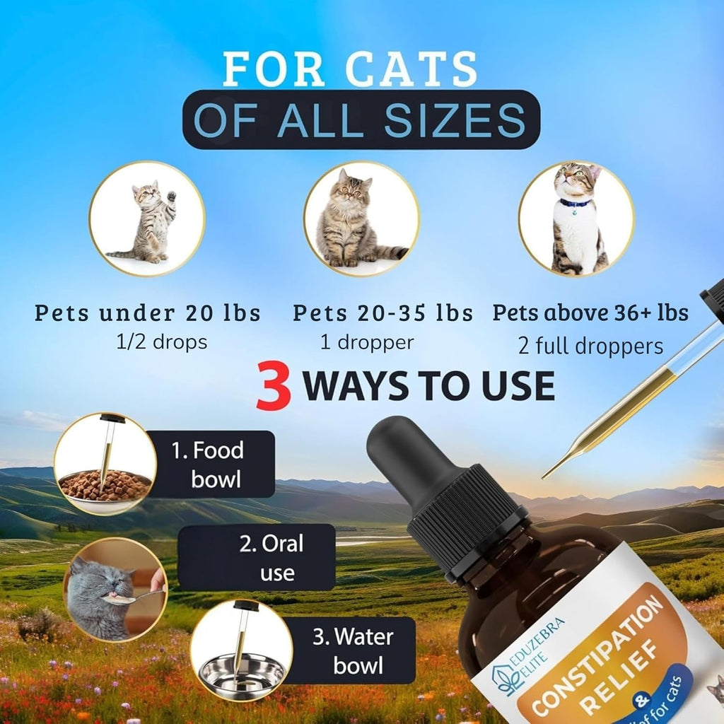 Eduzebra imported cat constipation liquid remedy back label details.