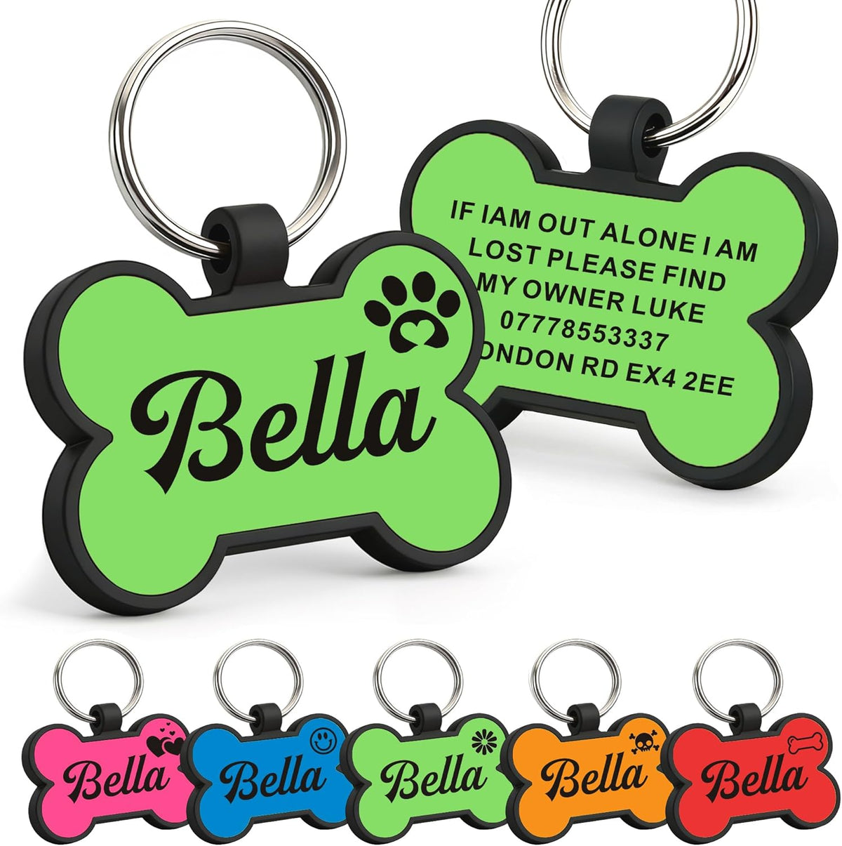 Dog Tags Personalized for Pets Silicone Dog Tag Dog Name Tags Personalized Dog Tags Custom Dog Tags Dog ID Tags Personalized Silent Dog Tag Engraved with Any Text (Pink Bone) - Image 11