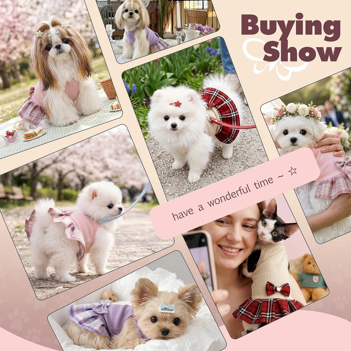 WOYYHO princess pet dress showing shiny heart gem embellishment
