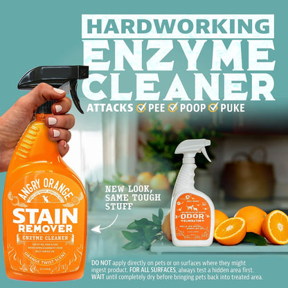 Close up of Angry Orange citrus scent spray label