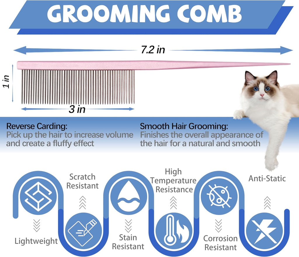 Close up of Susook pet comb stainless steel teeth