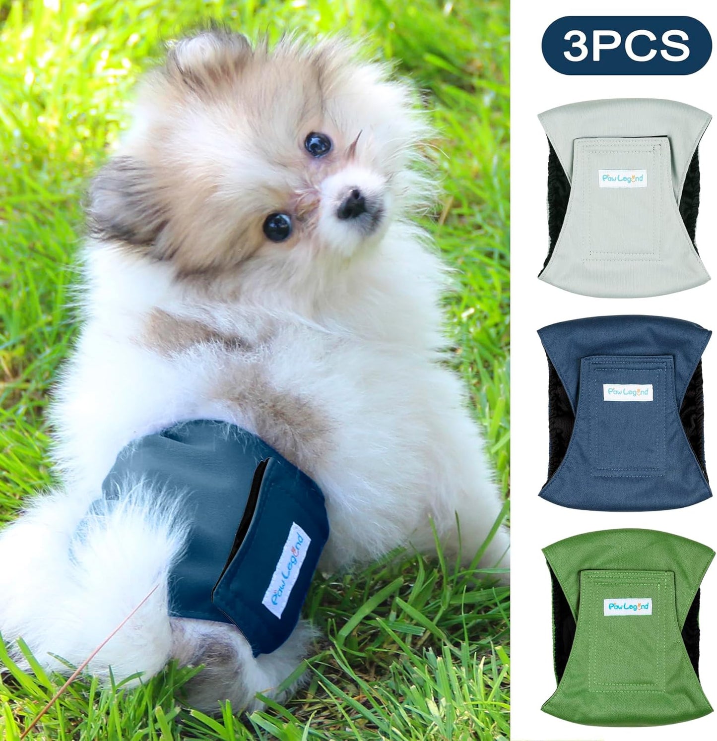 Paw Legend male dog wraps army green color variation being adjusted for fit