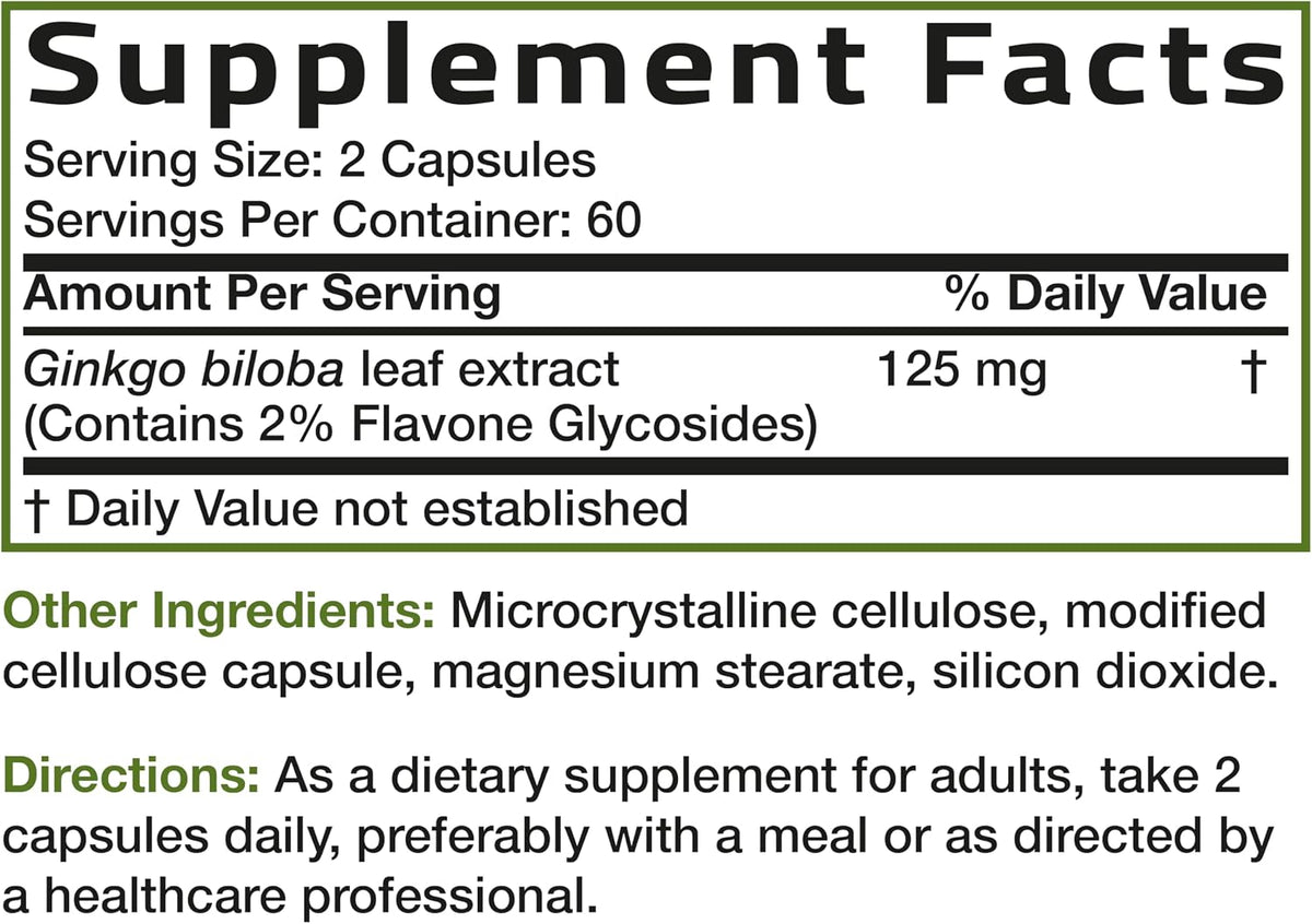 Bronson Ginkgo Biloba Extra Strength Brain & Memory Support 120 Capsules - Image 8