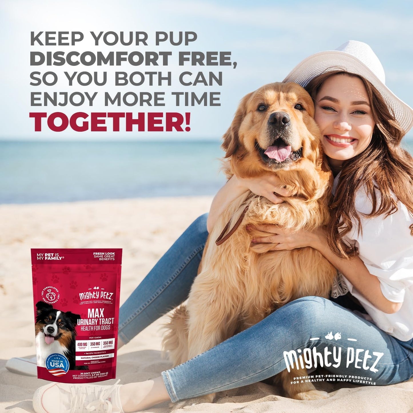 Mighty Petz MAX Cranberry for Dog UTI Treatment - MAX Strength Cranberry Supplement for Dogs + D-Mannose. Bladder Control for Dogs. Urinary Tract Care & Kidney Support Chews - Image 9