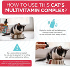 Close up of the nutritional facts and weight based dosage chart for cats.