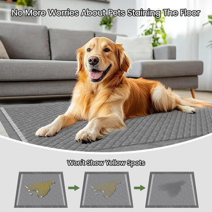 Extra large disposable pet training pads with adhesive tabs displayed open
