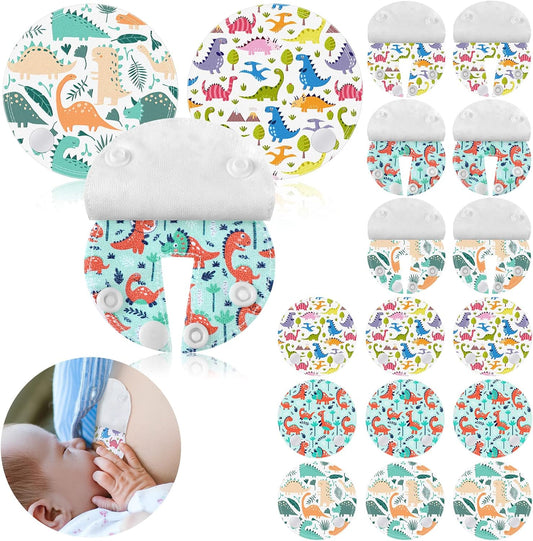 Breling 18 Pack feeding tube pads dinosaur design front view