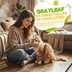Grayleaf non toxic hypoallergenic cat litter deodorizer bag standing upright