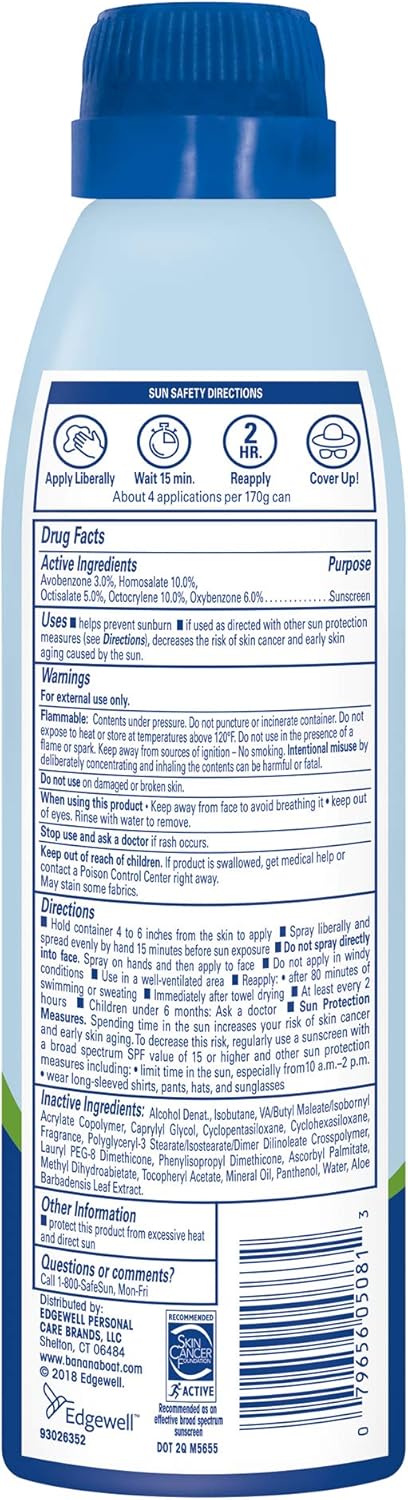 Banana Boat SPF 100 broad spectrum ultra mist sunscreen bottle angle view