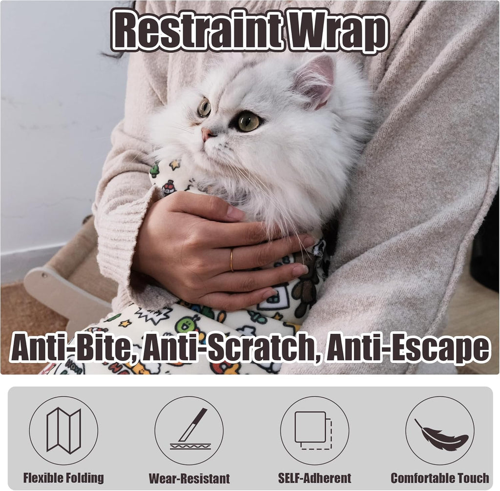 Oversized cat burrito wrap material details showcasing self adherent premium fabric texture