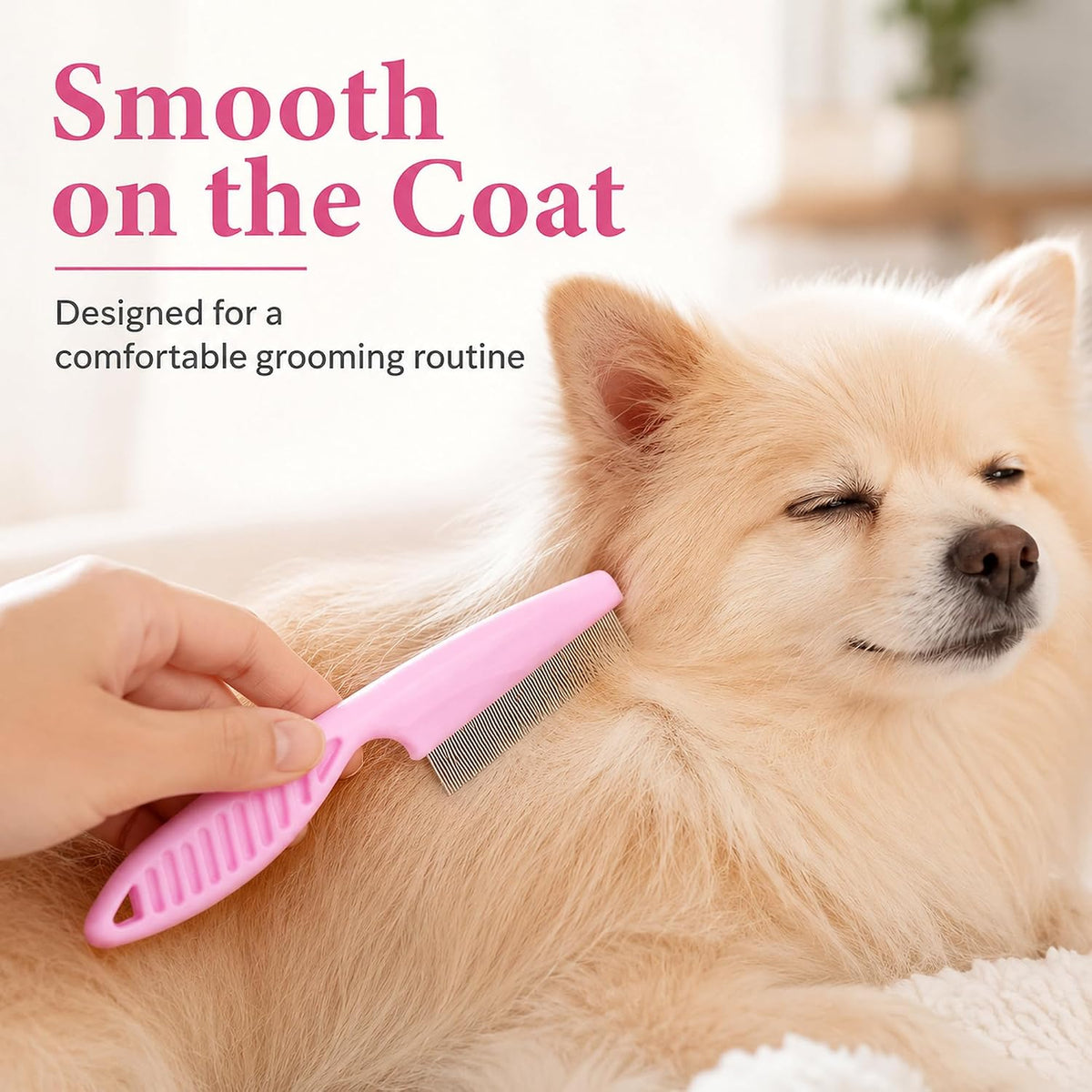 Manual pet care tool removing tear stains from cat face.