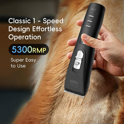Black rechargeable pet clipper for matted dog fur with power indicator