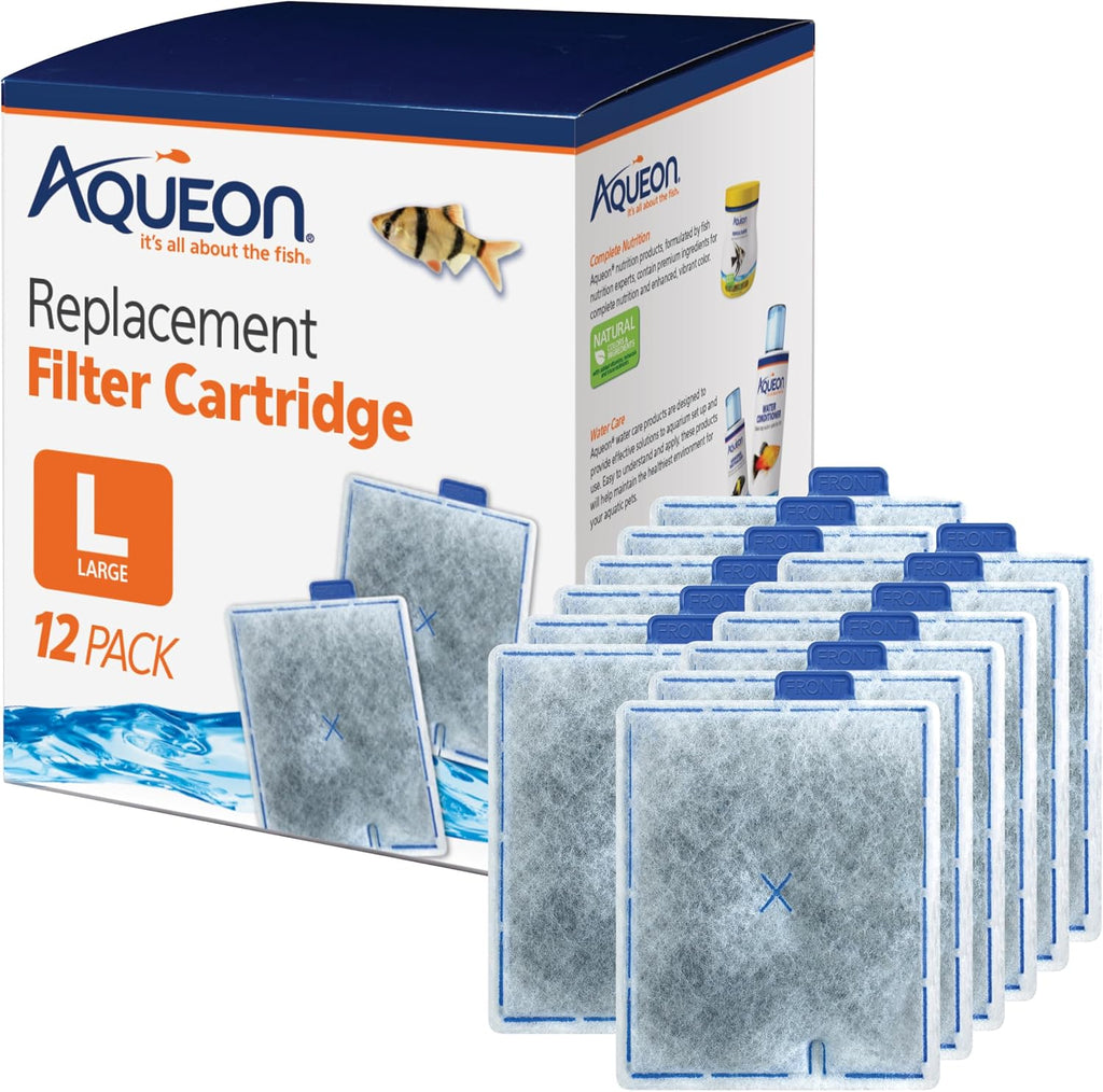 Aqueon replacement filter cartridges large twelve pack front view aquarium water clarifier