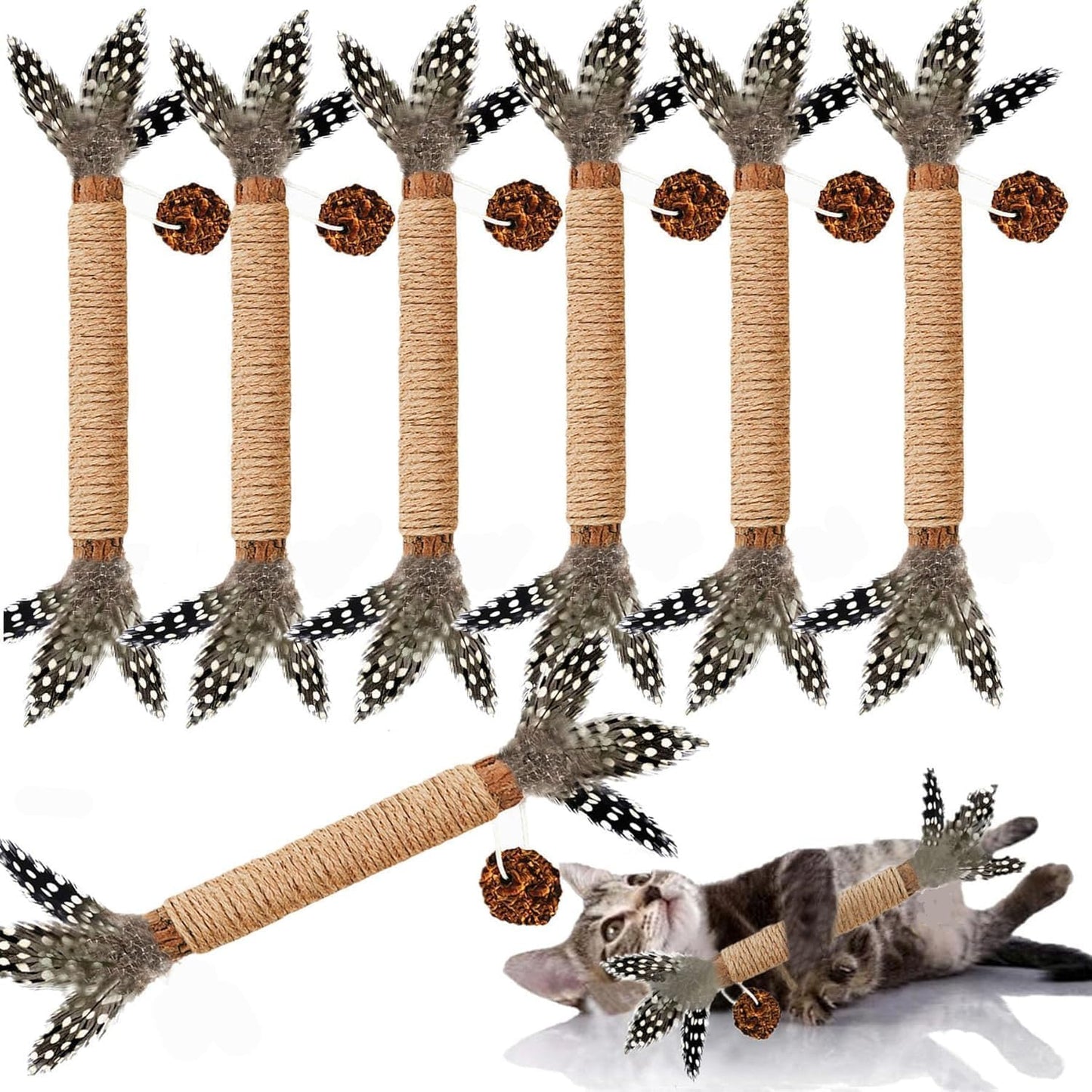 Cat Toys,3 Pack Silvervine Cat Feather Toy Kitten Chew Stick Catnip Treat for Cleaning Teeth Indoor Kitty Teaser Wand Molar Snack Interactive Pet Rabbit Bunny Hamster - Image 9