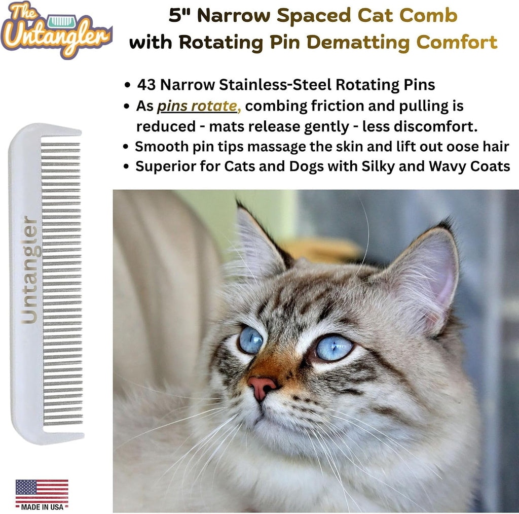 Untangler 5 inch cat comb white handle design