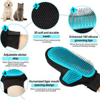Blue pet deshedding massage mitt for cats and dogs