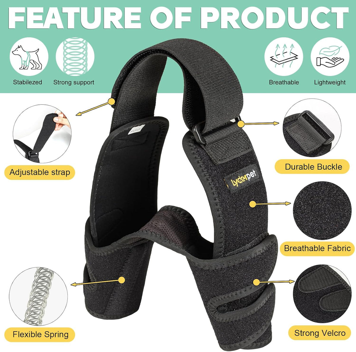 Dog wearing Lyderpet elbow protector for joint support