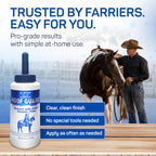 Livingston Tech clear hoof sealant applied on horse hooves for high gloss finish