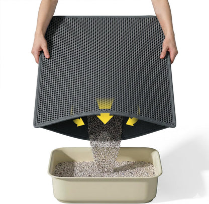 Cat Litter Mat, 30"X24" Large Double Layer Litter Trapping Mat, Waterproof/Urineproof, Easy to Clean Kitty Litter Mats for Floor, Scatter Control (Grey-1Pack) - Image 11