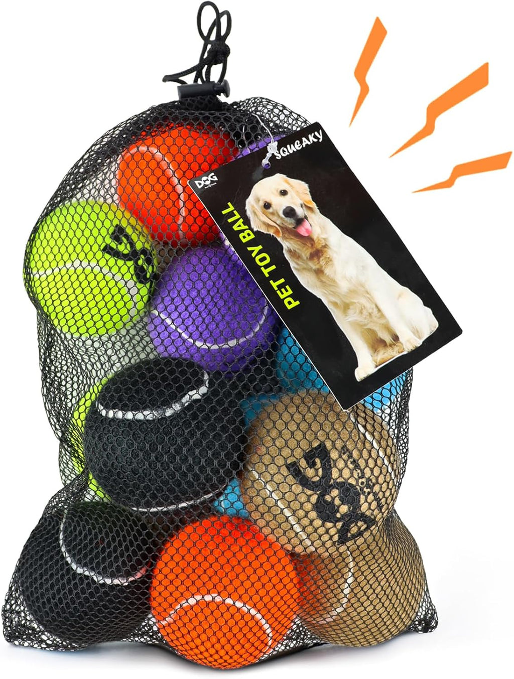 INSUM Tennis Balls for Dogs - 12 Pack 2.5'' Durable Non-Toxic Outdoor Dog Toys Balls with Mesh Bag, SGS Certified, Colorful Fetch Toys, Medium Large Breeds (Non Squeaky) - Image 12