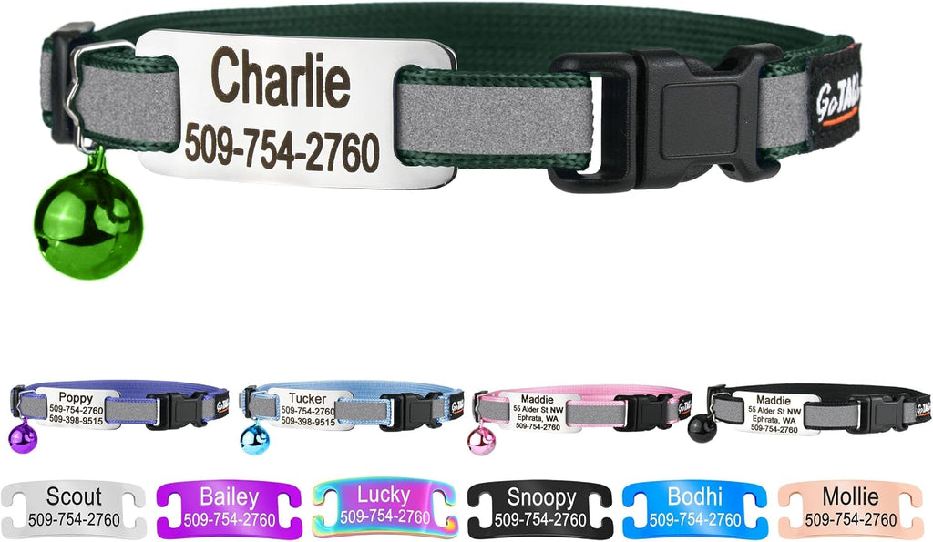 GoTags Personalized Cat Collars with Tag, Engraved Custom Cat Collar with Name and Phone, Breakaway Collar with Safety Buckle and Bell, Adjustable for Cats and Kitten (Pink with Nameplate) - Image 13