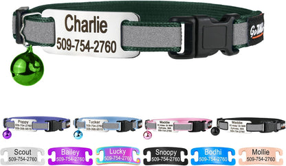 GoTags Personalized Cat Collars with Tag, Engraved Custom Cat Collar with Name and Phone, Breakaway Collar with Safety Buckle and Bell, Adjustable for Cats and Kitten (Pink with Nameplate) - Image 13