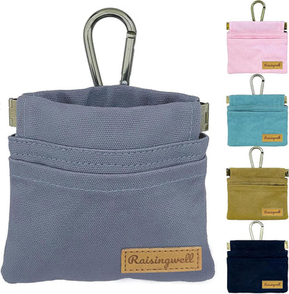 Raisingwell dog treat pouch grey front view
