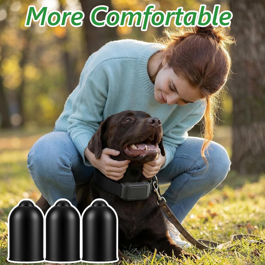 Varying sizes of conductive rubber caps for short and long-haired dogs.