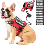 MOOGROU Service Dog Vest Harness and Leash Set in red front view worn by a medium dog
