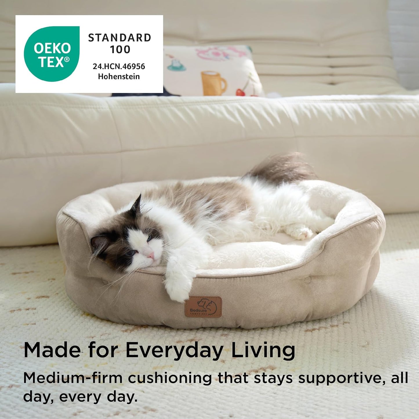 Bedsure authentic imported round donut cat bed close up detail
