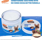 Back label details of Palmer's pet wipes with ingredients list and usage instructions