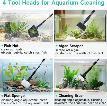 Hygger fish tank scraper and sponge heads for effective glass algae removal.