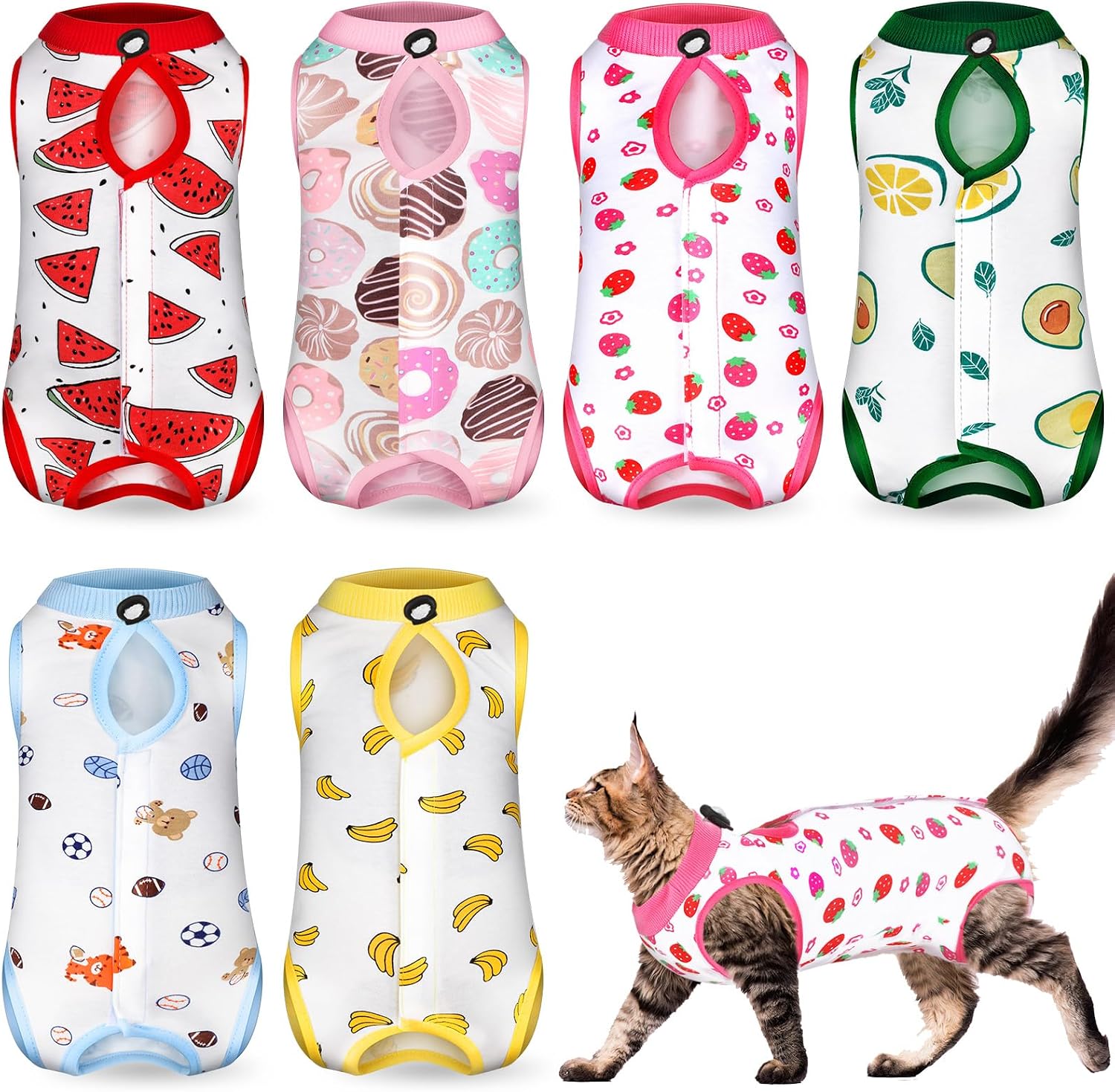 Kacctyen post operative pet clothes displayed in full six pack option.