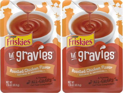 Purina Friskies Lil' Gravies Roasted Chicken Flavor Cat Food Lickable Cat Treats - (Pack of 16) 1.55 oz. Pouches - Image 10