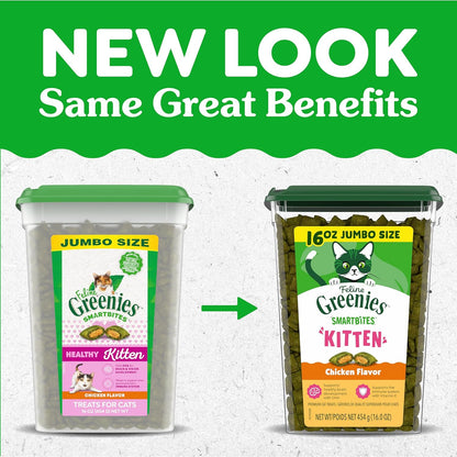 Greenies Feline Smartbites Healthy Kitten Treats for Indoor Kittens, Crunchy and Soft Natural Cat Treats, Chicken Flavor, 16 oz. Tub - Image 10