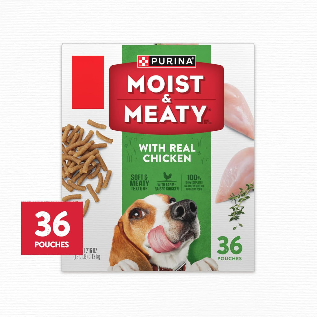 Purina Moist and Meaty with Real Chicken Recipe Soft Dog Food Pouches - 36 ct. Box - Image 9