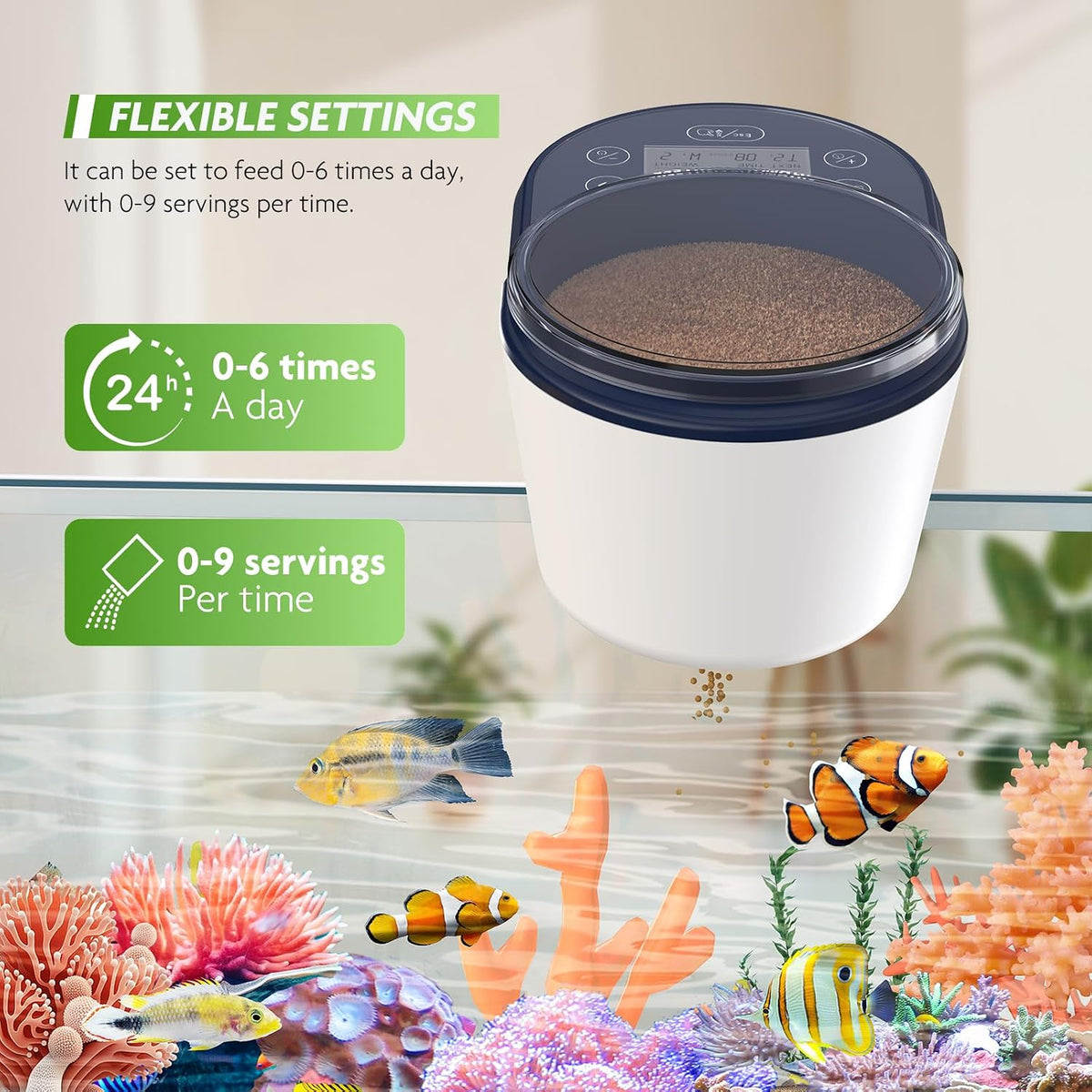 PAIZOO automatic aquarium feeder with moisture proof sealed food outlet mechanism