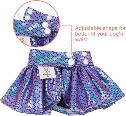 CuteBone dog holiday apparel ruffled mermaid skirt back view with snaps