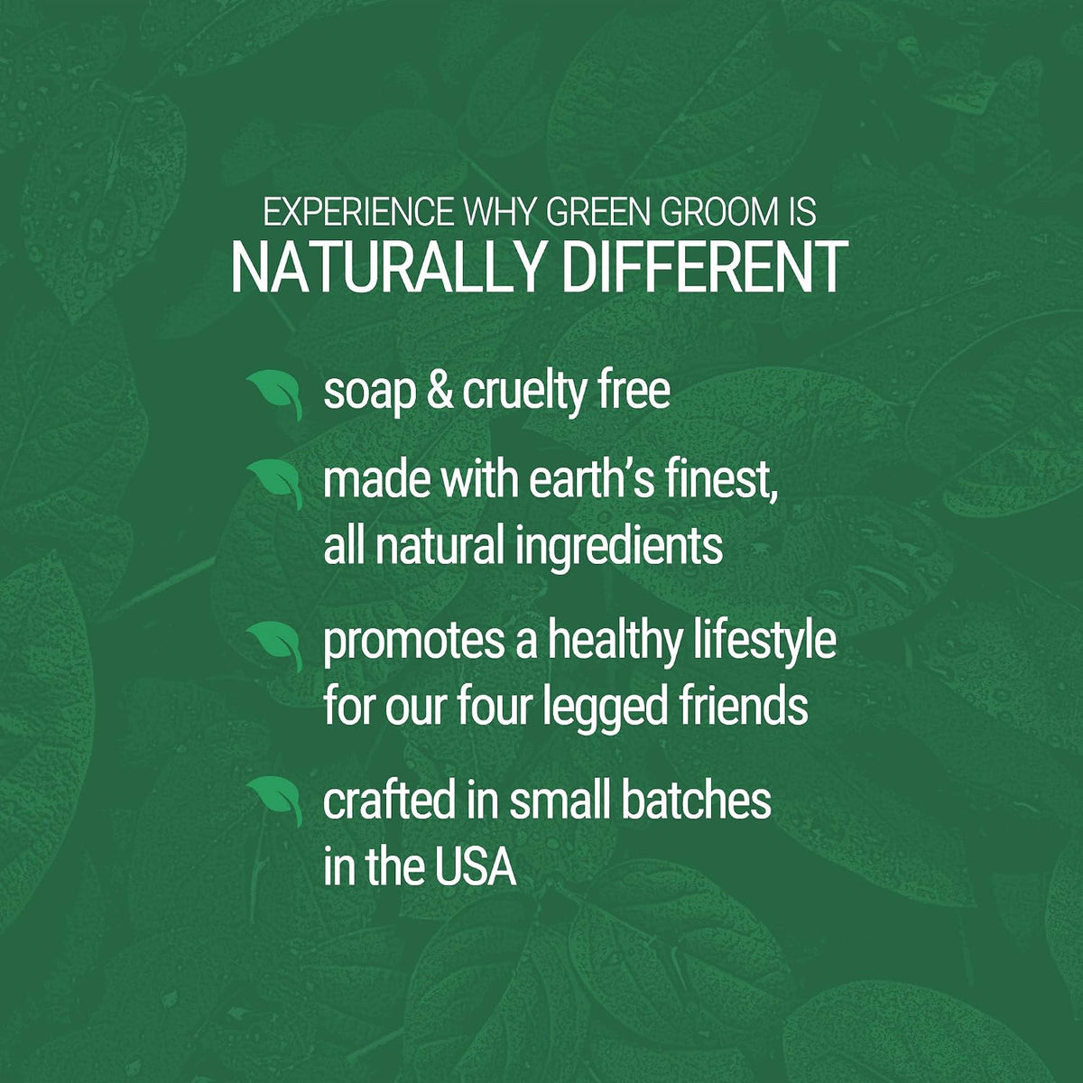 Green Groom natural ingredients shampoo for dogs studio shot