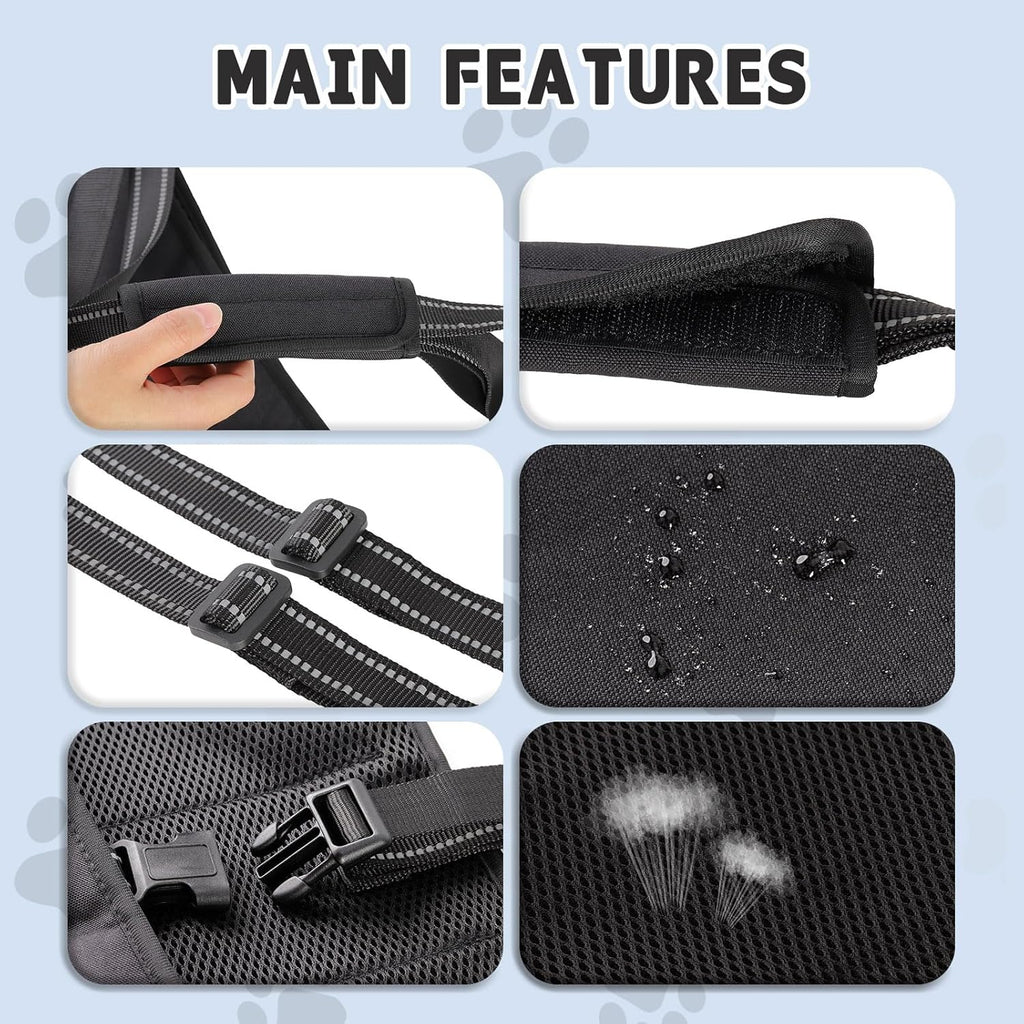Dog Lift Harness with Pocket Full Body Dog Harness with Adjustable Handle Dog Carrying Sling Pet Legs Support Sling for Senior Dogs Joint Injuries Post Surgery Recovery Hiking,Black,XL - Image 5