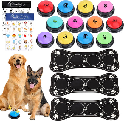 Dog Buttons for Communication,8Pcs 8 Color Talking Button Set with 30s Recordable Voice Pet Training Buzzers with 2 Mats & 2 Stickers, Talking Buttons for Dogs & Cats (Batteries Not Included) - Image 11
