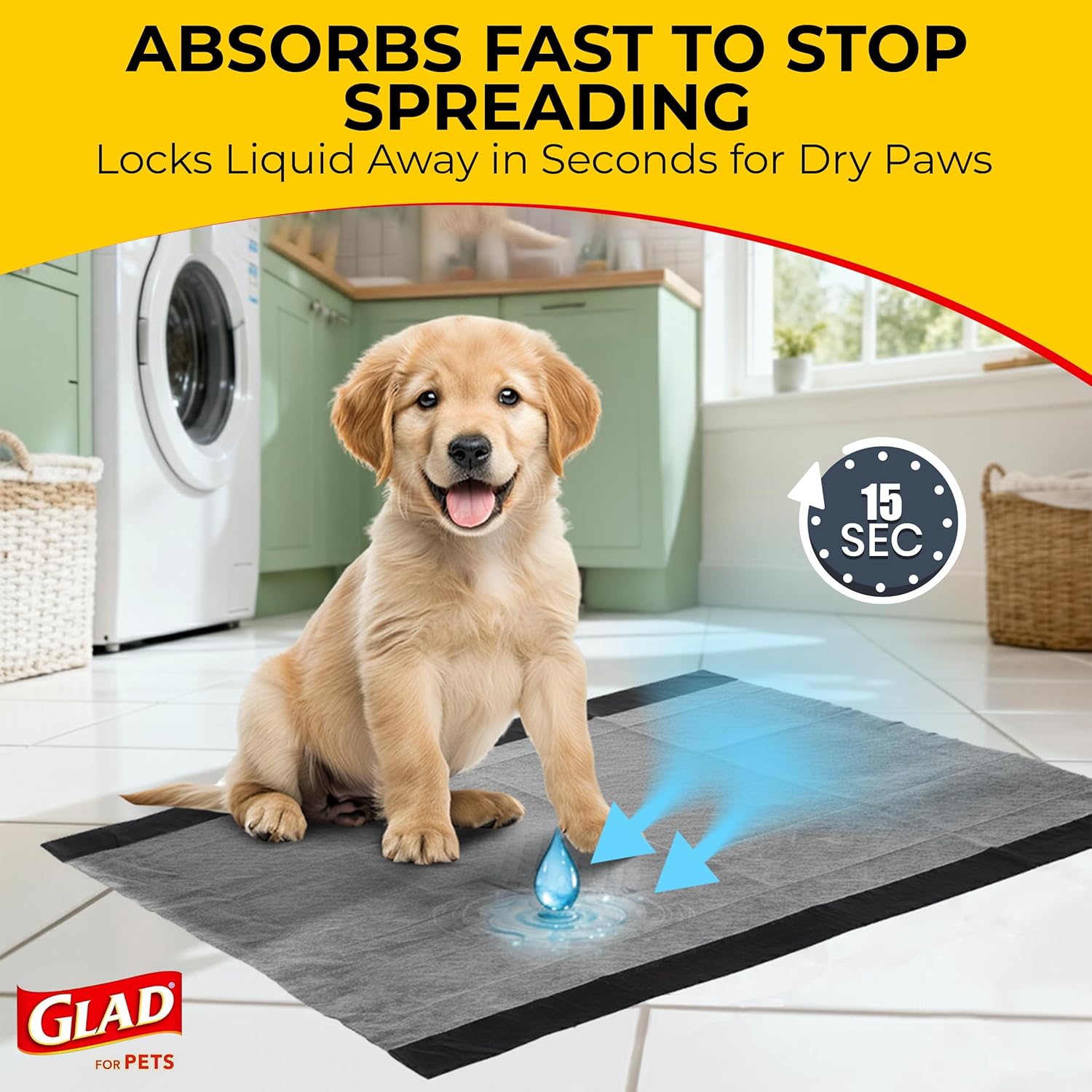 Glad activated carbon odor control training pads package back instructions