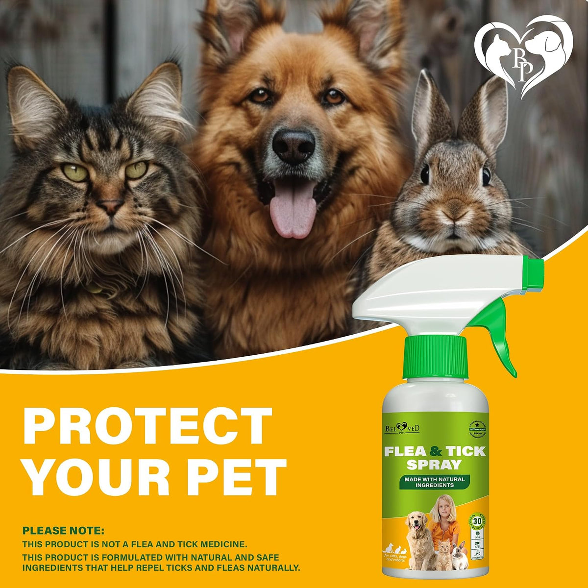 Beloved Pets flea and tick prevention spray packaging details