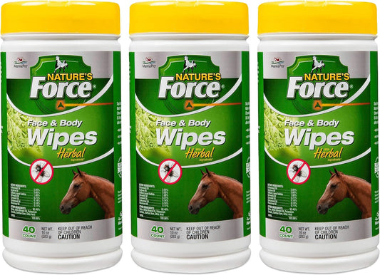 Manna Pro Natures Force Face and Body Wipes for Fly Control three pack front view